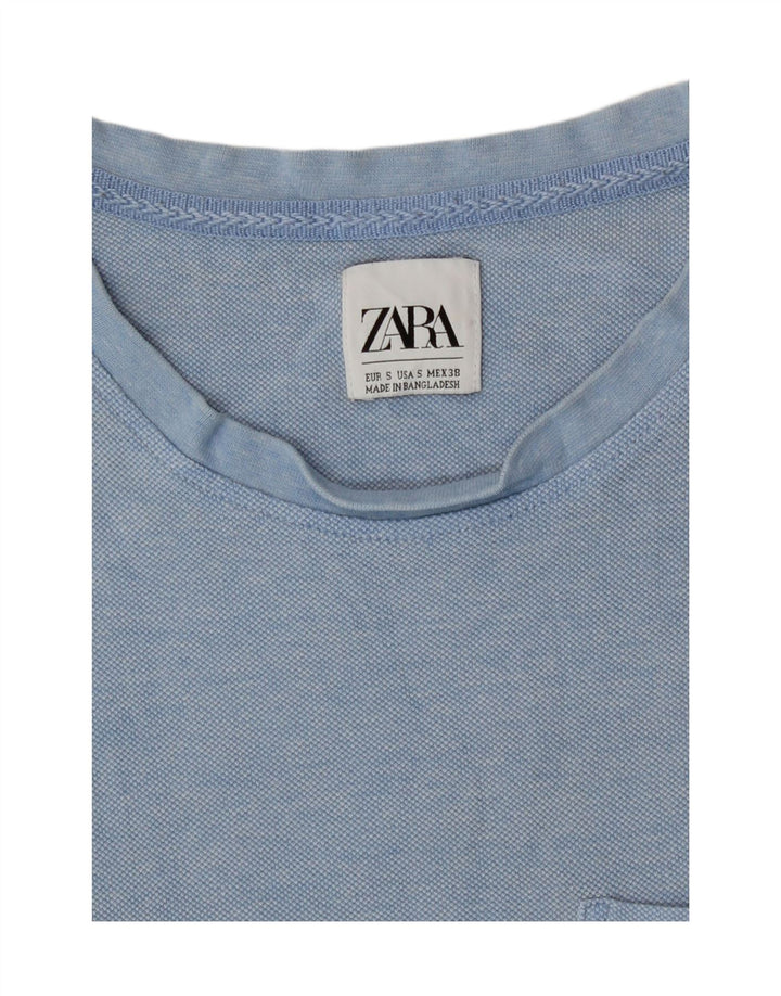 T-shirt męski Zara, mały, niebieski