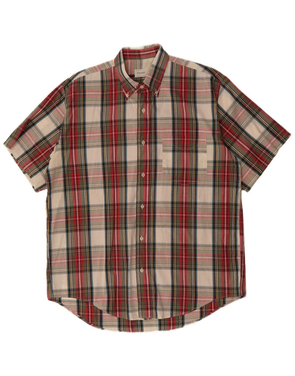 Męska koszula z krótkim rękawem BENETTON w dużą wielobarwną kratę