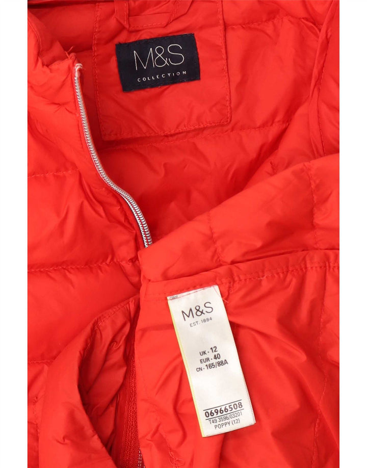 Damska wyściełana kamizelka z kapturem Marks & Spencer UK 12, średni czerwony poliamid