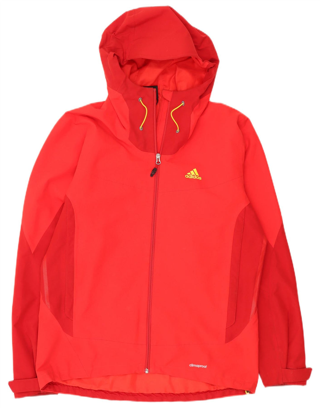 Męska kurtka przeciwdeszczowa Adidas z kapturem UK 42/44, duży czerwony poliester z blokami kolorów