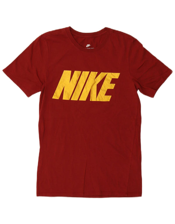 Męski T-shirt z grafiką NIKE, mały, bordowy, bawełniany