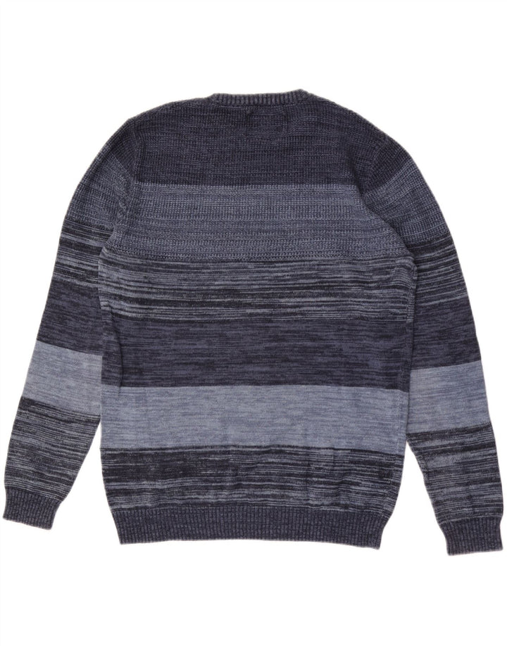 Męski sweter Jack & Jones z okrągłym dekoltem, bawełniany, w kolorze średniego niebieskiego w prążki