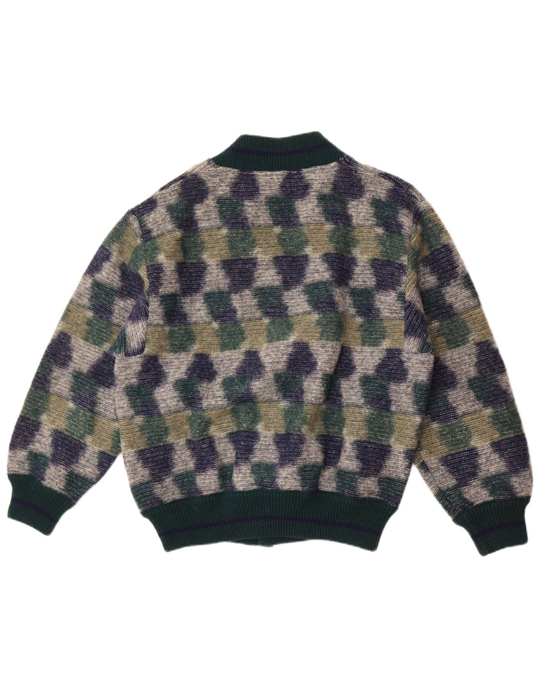 Vintage męski sweter rozpinany, średnio zielony, geometryczny