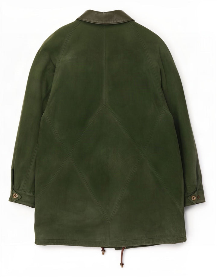 Vintage damski płaszcz skórzany oversize EU 40 średni zielony