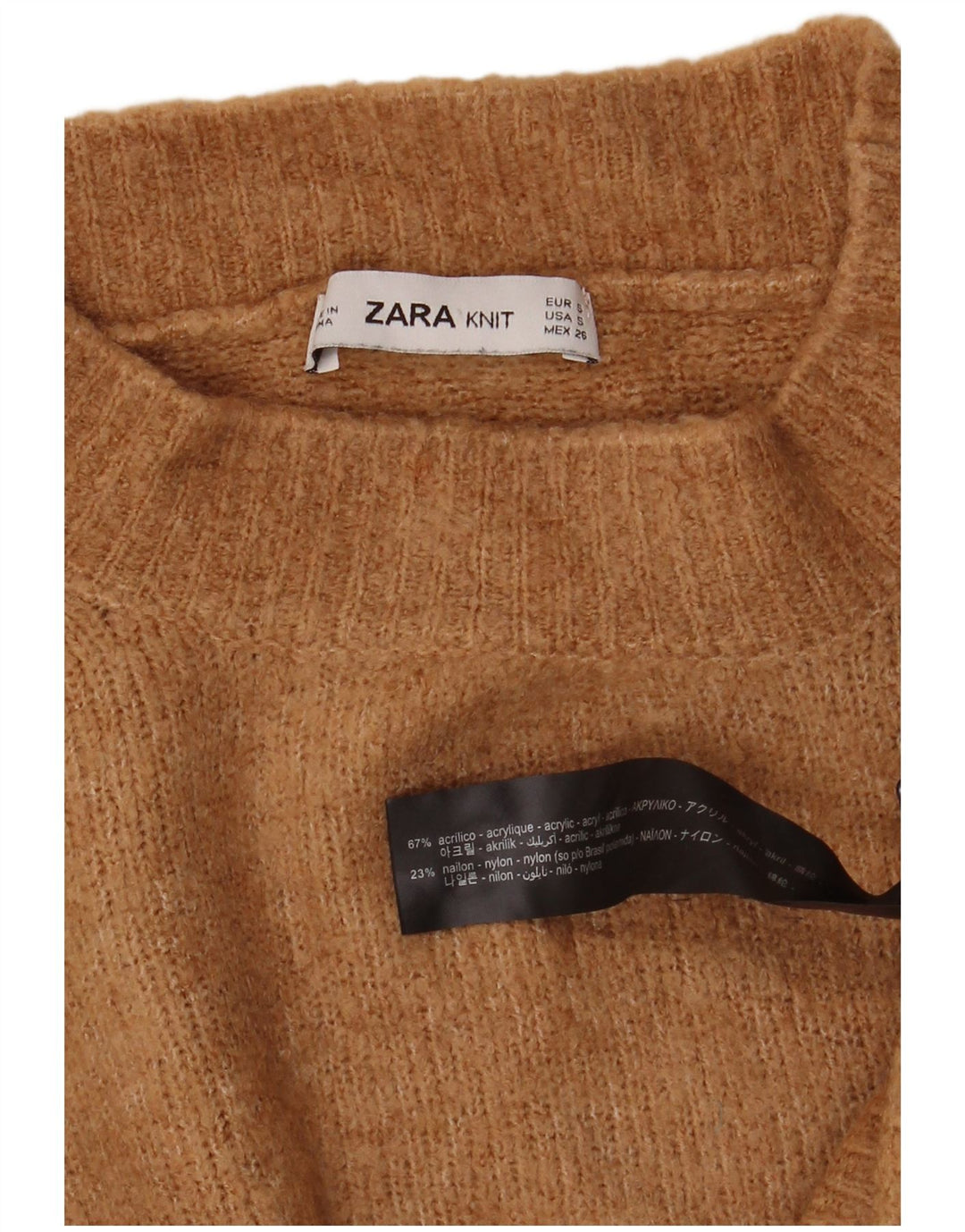 Damski sweter Zara Crop Oversize z golfem UK 10 Small Beige