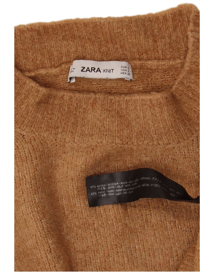 Damski sweter Zara Crop Oversize z golfem UK 10 Small Beige
