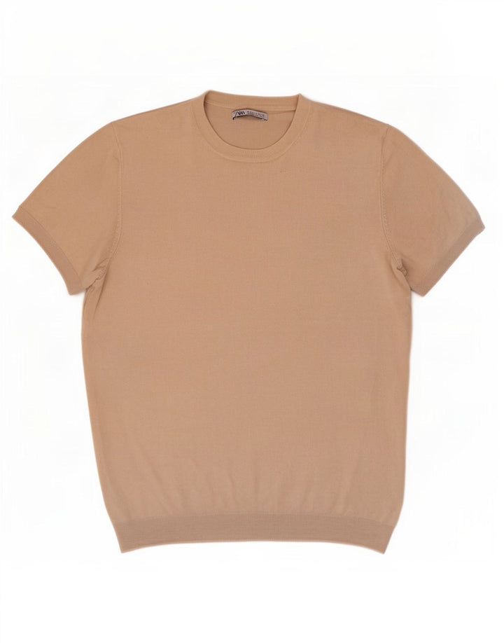 T-shirt męski Zara Top, mały, beżowy