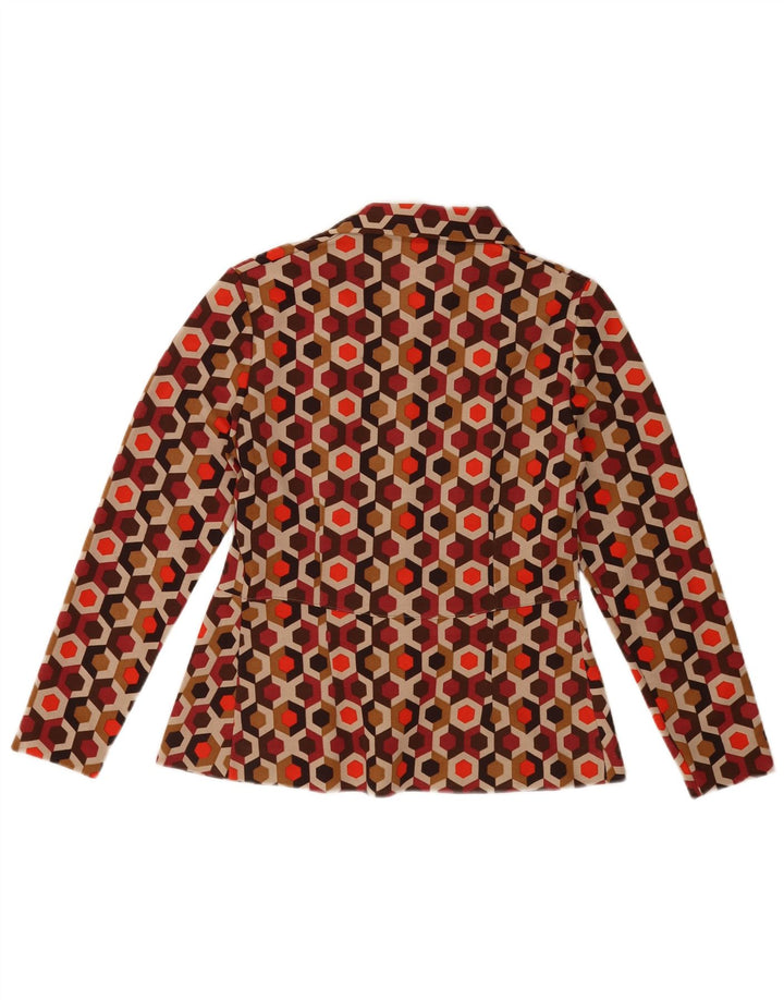 Damska bluzka z długim rękawem VINTAGE UK 12 Średnio wielobarwna geometria