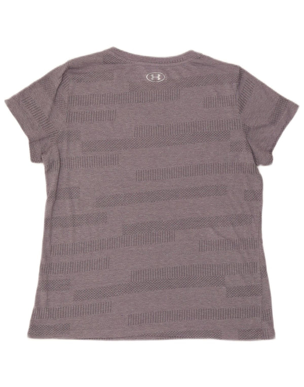 Damska koszulka t-shirt UNDER ARMOUR Heat Gear UK 16 w duże fioletowe paski