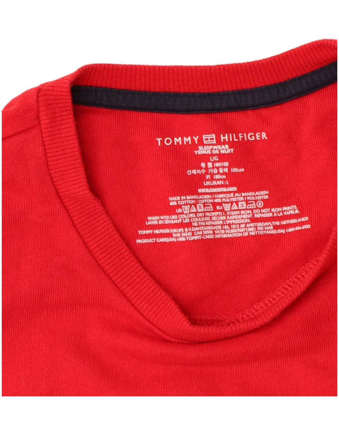 Męska bluza z grafiką TOMMY HILFIGER, duża, czerwona, bawełniana