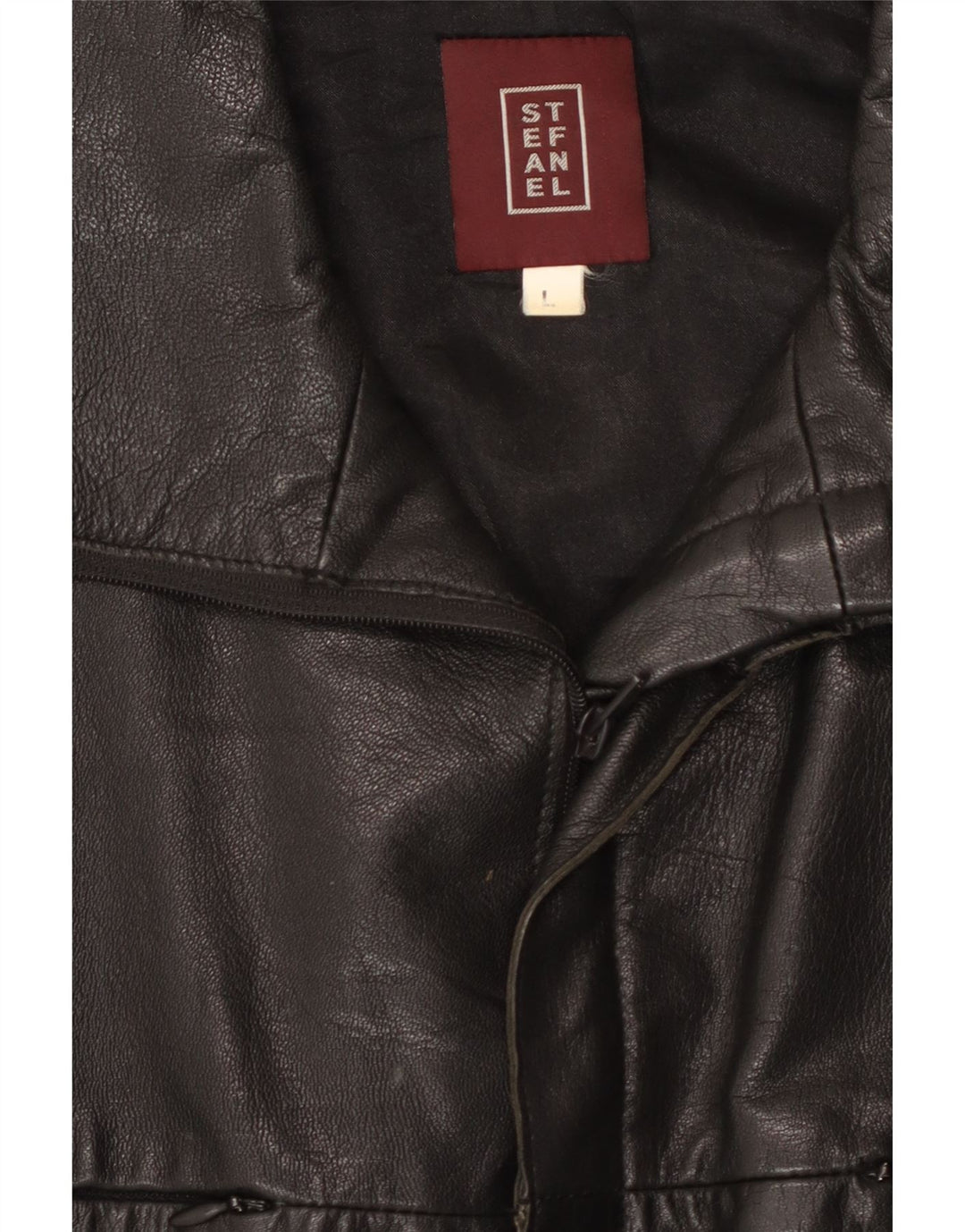 STEFANEL Męska Kurtka Skórzana UK 40 Duża Czarna Skóra