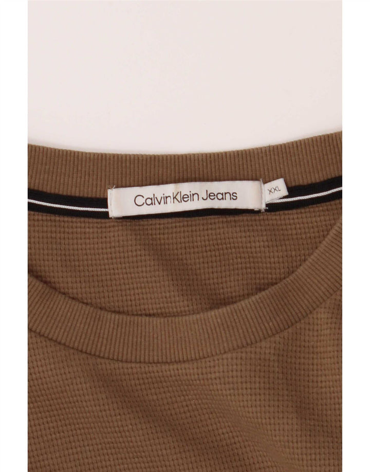 Męski top Calvin Klein z długim rękawem 2XL, brązowa, bawełniana