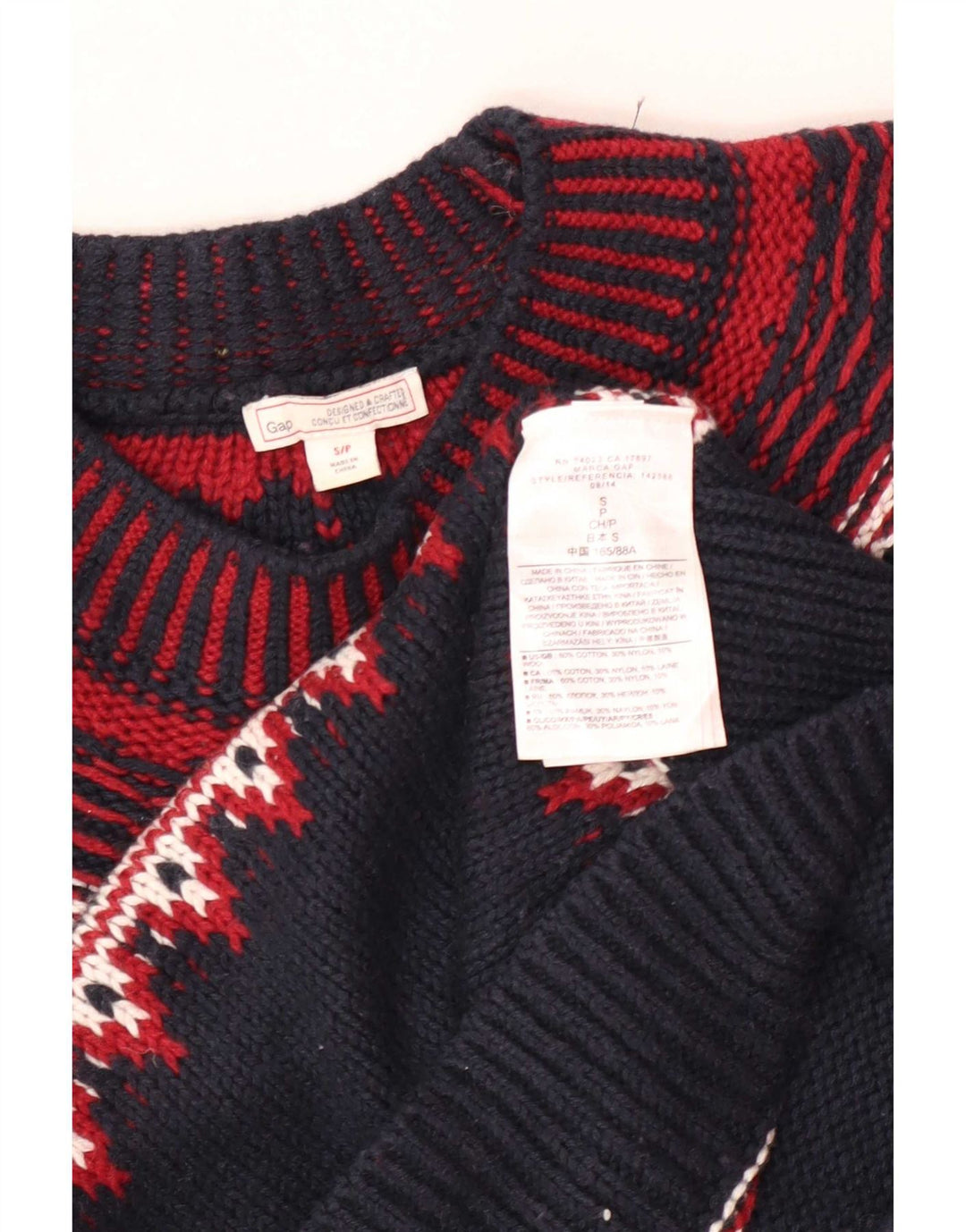Męski sweter z golfem Gap, mały, granatowy, bawełniany Fair Isle
