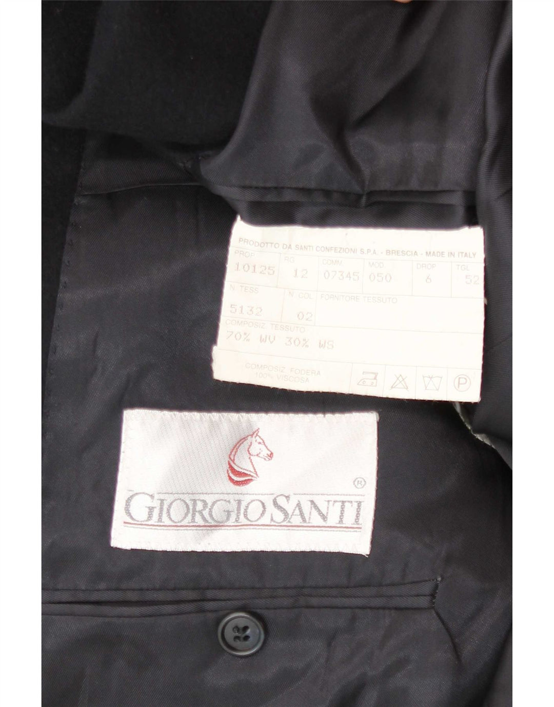Męska marynarka zapinana na 2 guziki Giorgio Santi IT 52 XL Czarna wełna