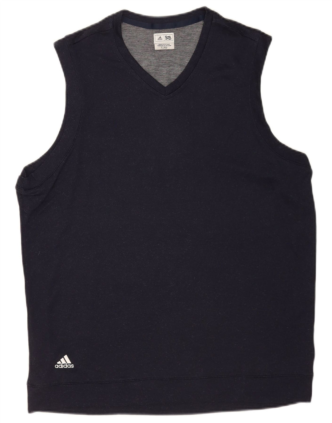 Adidas Męska koszulka bez rękawów z kamizelką, duża, granatowa, nylonowa
