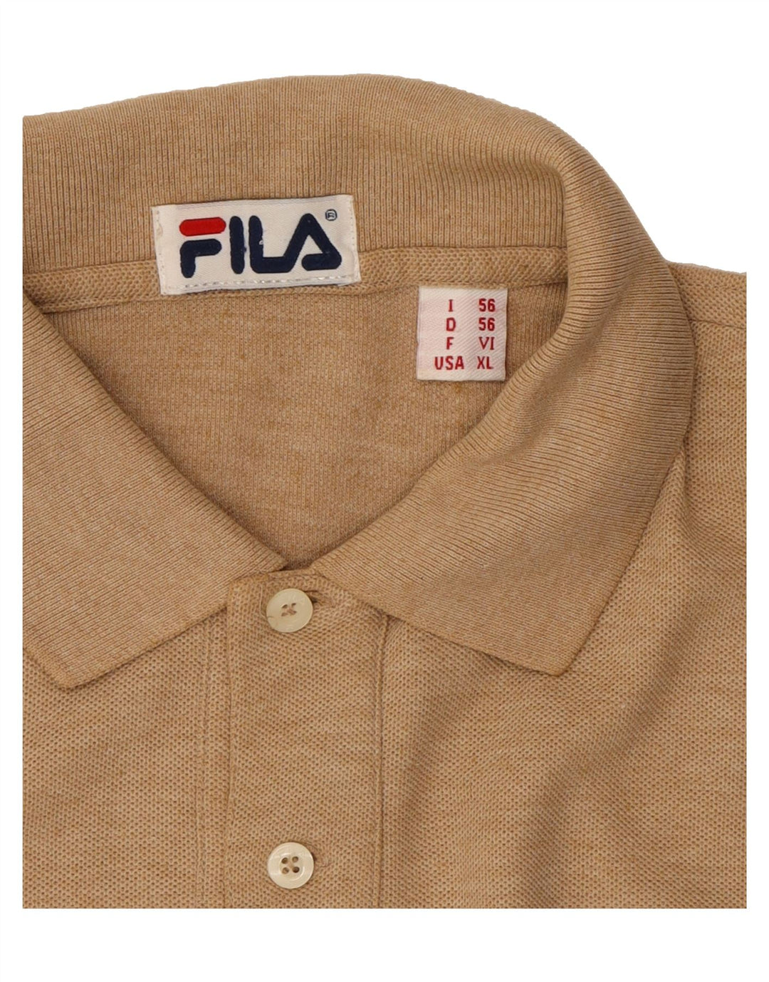 FILA Mens Polo Shirt XL Beige Cotton Vintage Fila and Second-Hand Fila from Messina Hembry 