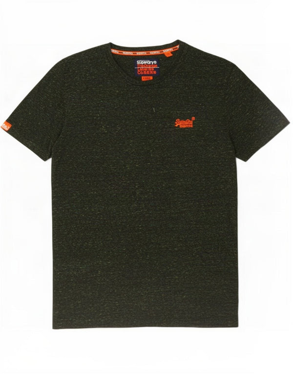Męski T-shirt z grafiką Superdry, duży, zielony, bawełniany w plamki