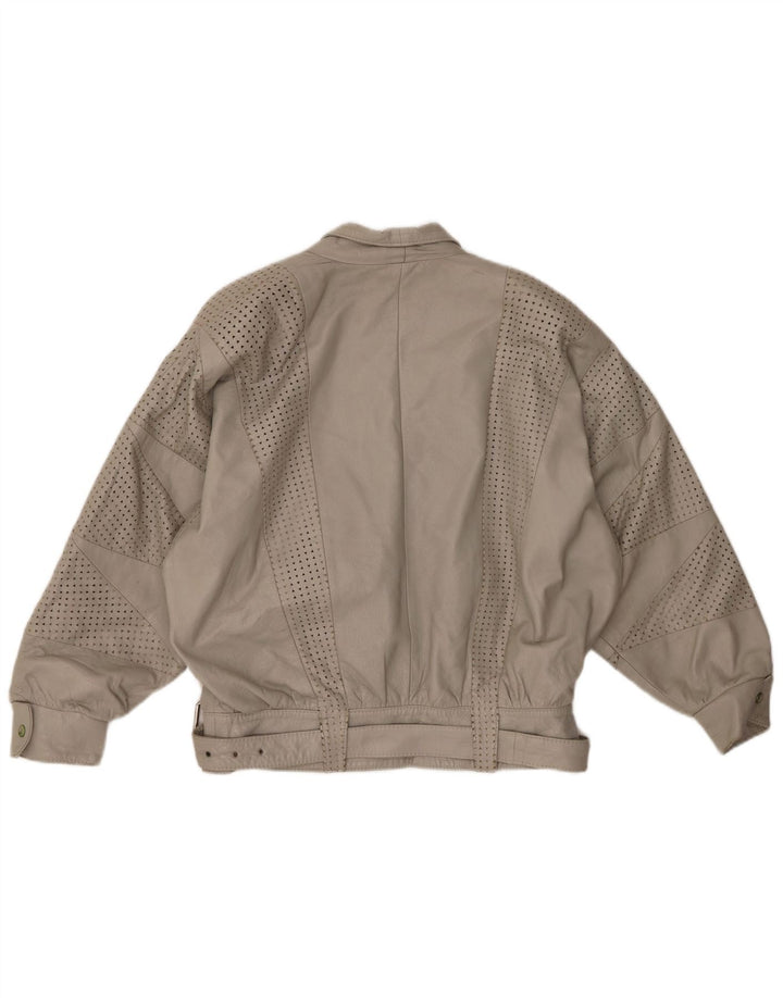 GABRIELLA BENELLI Damska kurtka oversize EU 36, mała, szara, skórzana