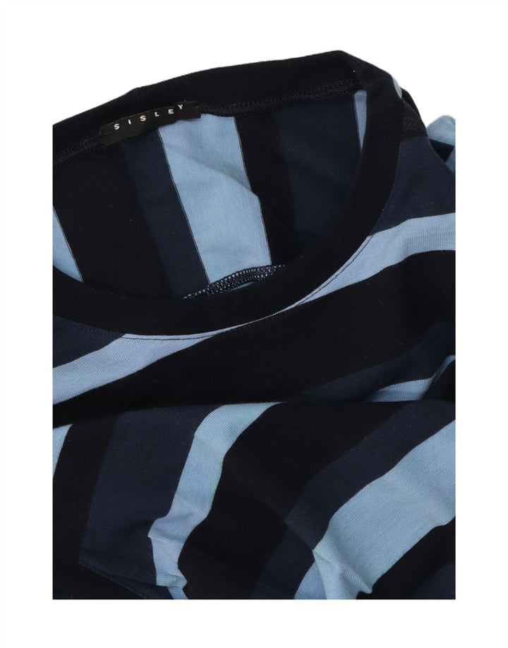 T-shirt męski Sisley Top, mały, niebieski, bawełniany w paski