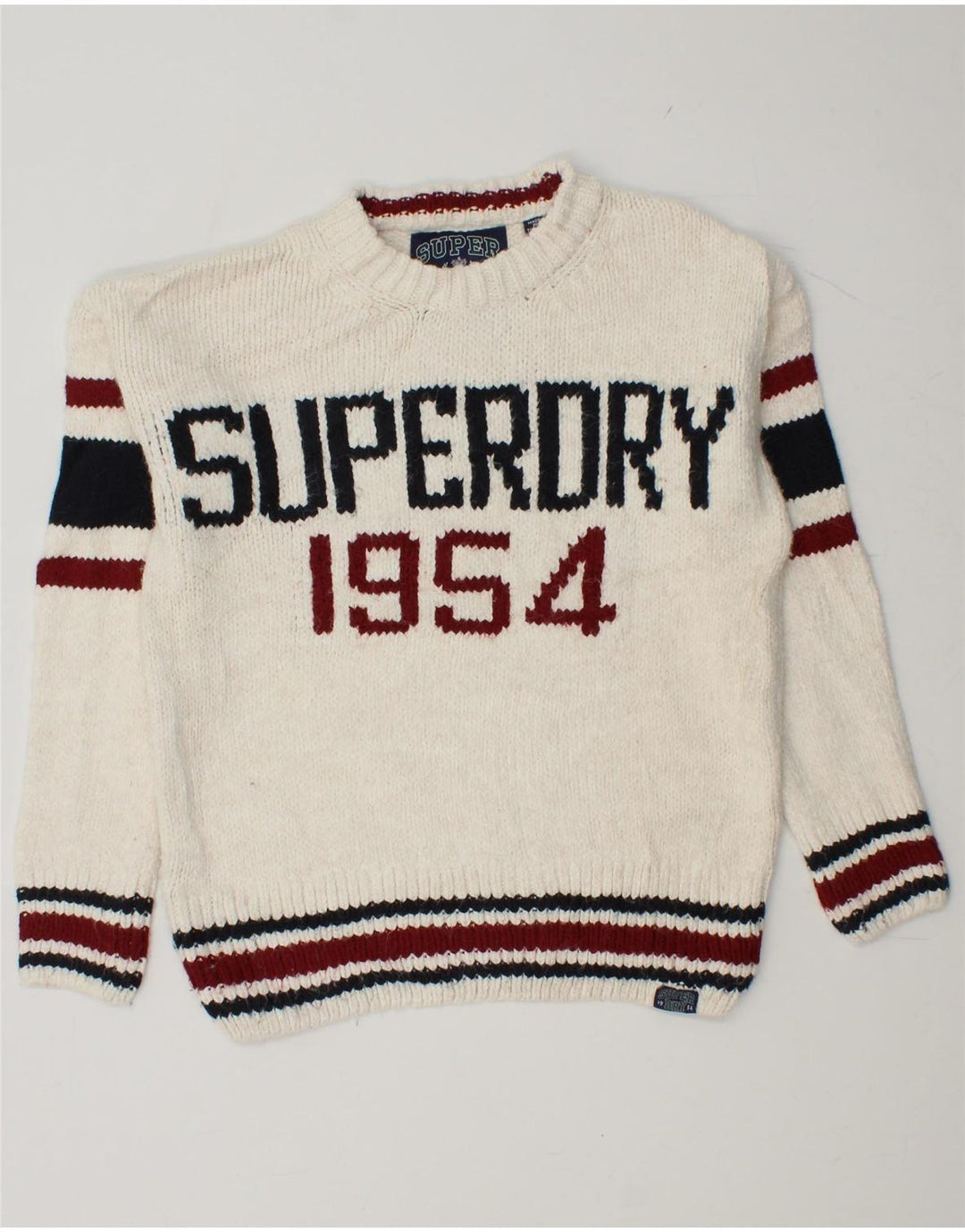 Damski sweter z okrągłym dekoltem SUPERDRY UK 6 XS w kolorze białym