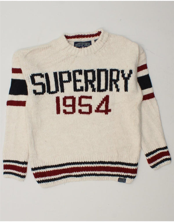 Damski sweter z okrągłym dekoltem SUPERDRY UK 6 XS w kolorze białym