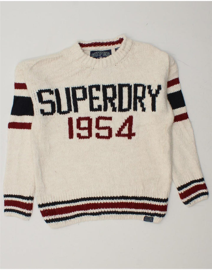 Damski sweter z okrągłym dekoltem SUPERDRY UK 6 XS w kolorze białym