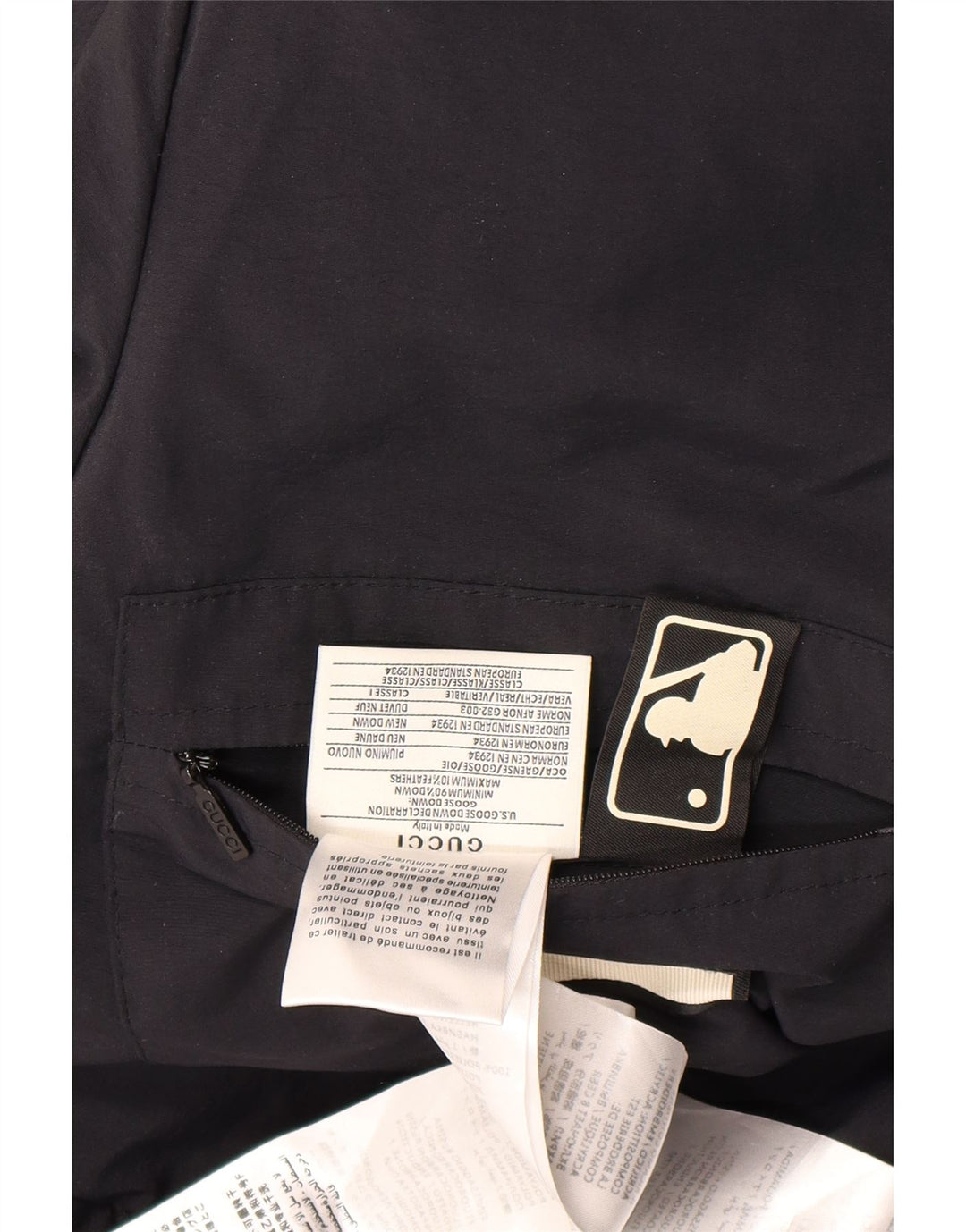 Męski ocieplany płaszcz z kapturem i grafiką Gucci IT 46, duży czarny poliamid