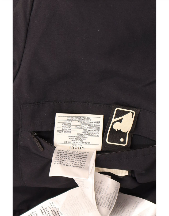 Męski ocieplany płaszcz z kapturem i grafiką Gucci IT 46, duży czarny poliamid