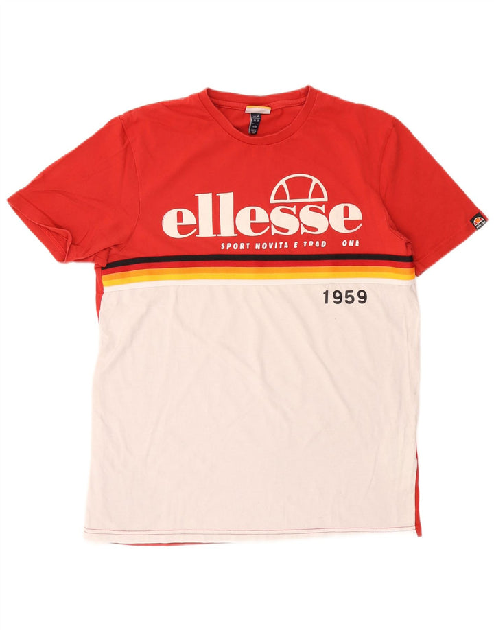 Męska koszulka z grafiką Ellesse Top, bawełniana, w kolorze średniej czerwieni