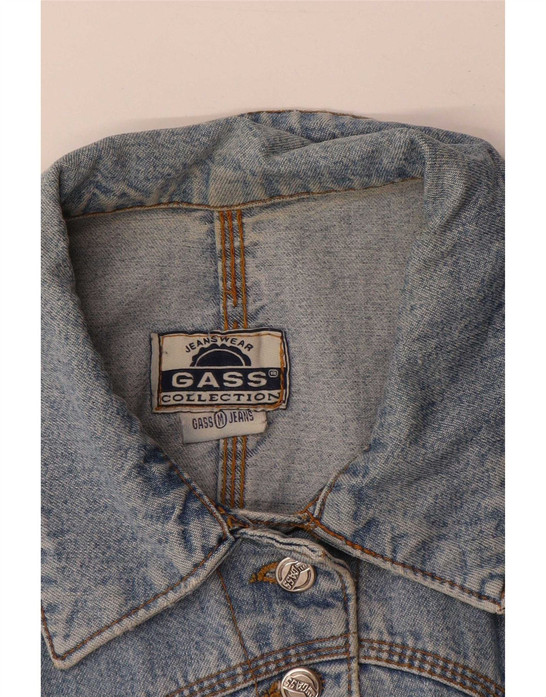Vintage damska kamizelka jeansowa Crop UK 12 średni niebieski