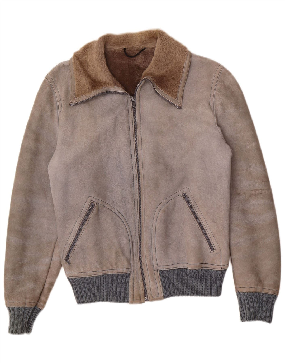 Męska kurtka shearling VINTAGE IT 48 Średni szary shearling