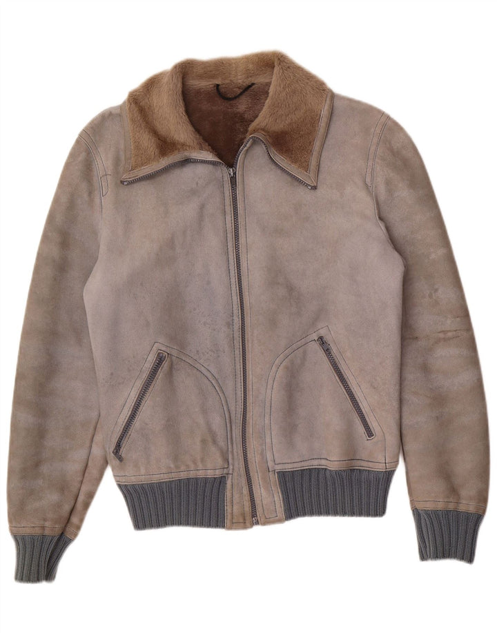 Męska kurtka shearling VINTAGE IT 48 Średni szary shearling