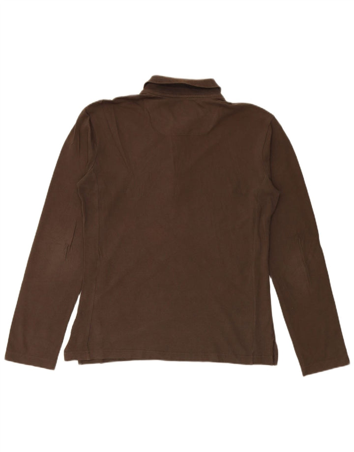 ARMANI JEANS Męska koszulka polo z długim rękawem, średnio brązowa, bawełniana