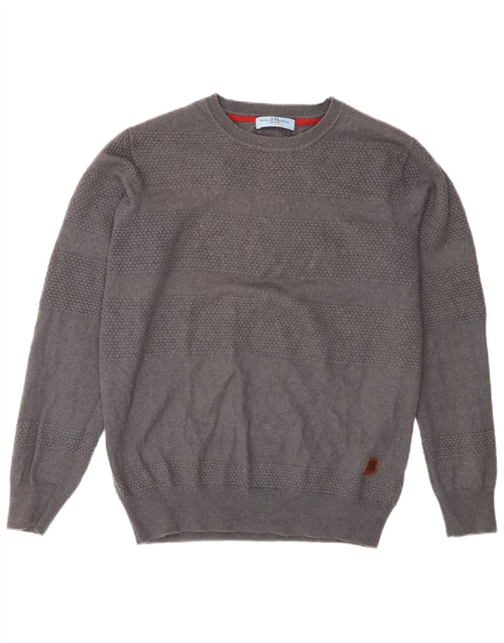 Męski sweter z okrągłym dekoltem Harmont & Blaine, średnioszary, wełniany