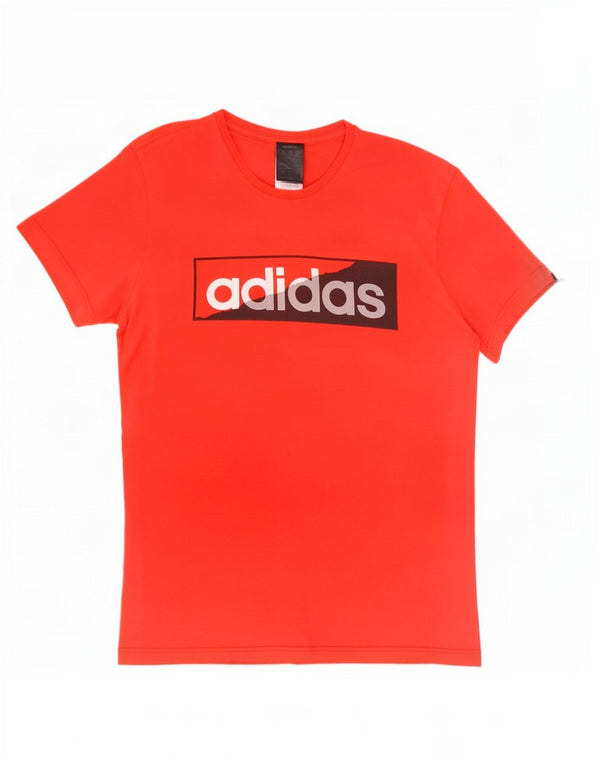 Męska koszulka z grafiką Adidas, mała, czerwona, bawełniana