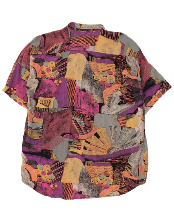 Koszula męska o luźnym kroju w stylu vintage, średnia, wielobarwna, z blokami kolorów, retro
