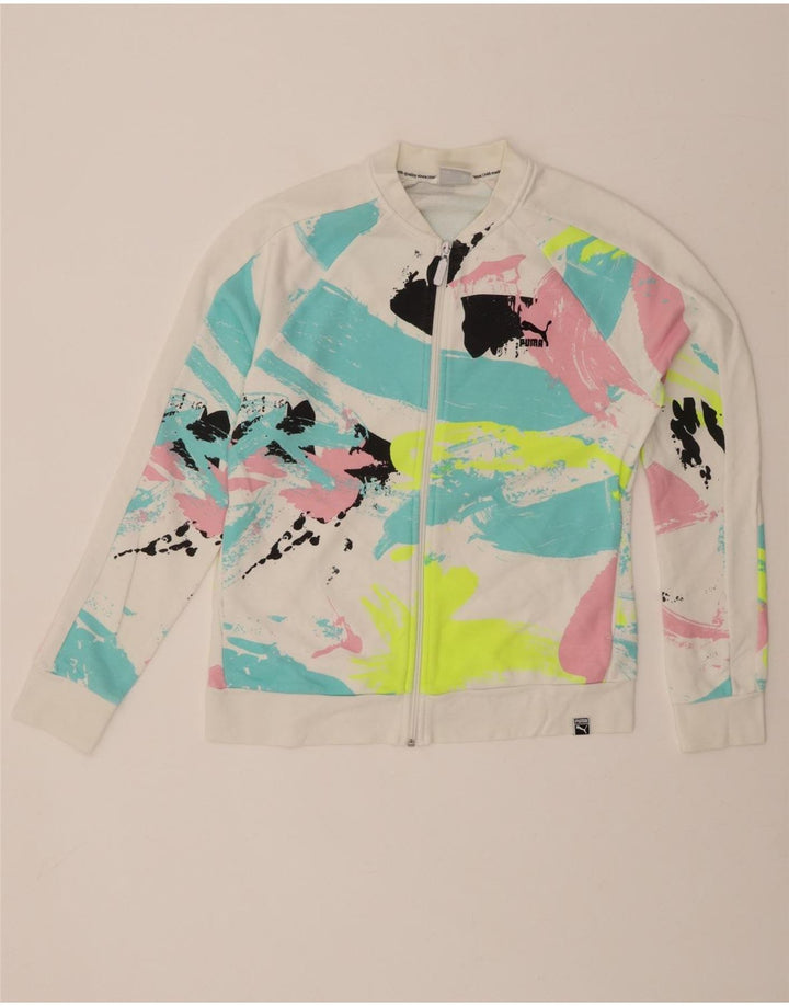 PUMA Womens Tracksuit Top Jacket UK 14 Large Multicoloured Tie Dye Cotton