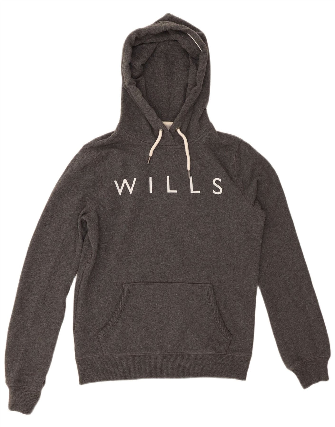 JACK WILLS Damski sweter oversize z kapturem i grafiką, UK 8, mały, szary, bawełniany