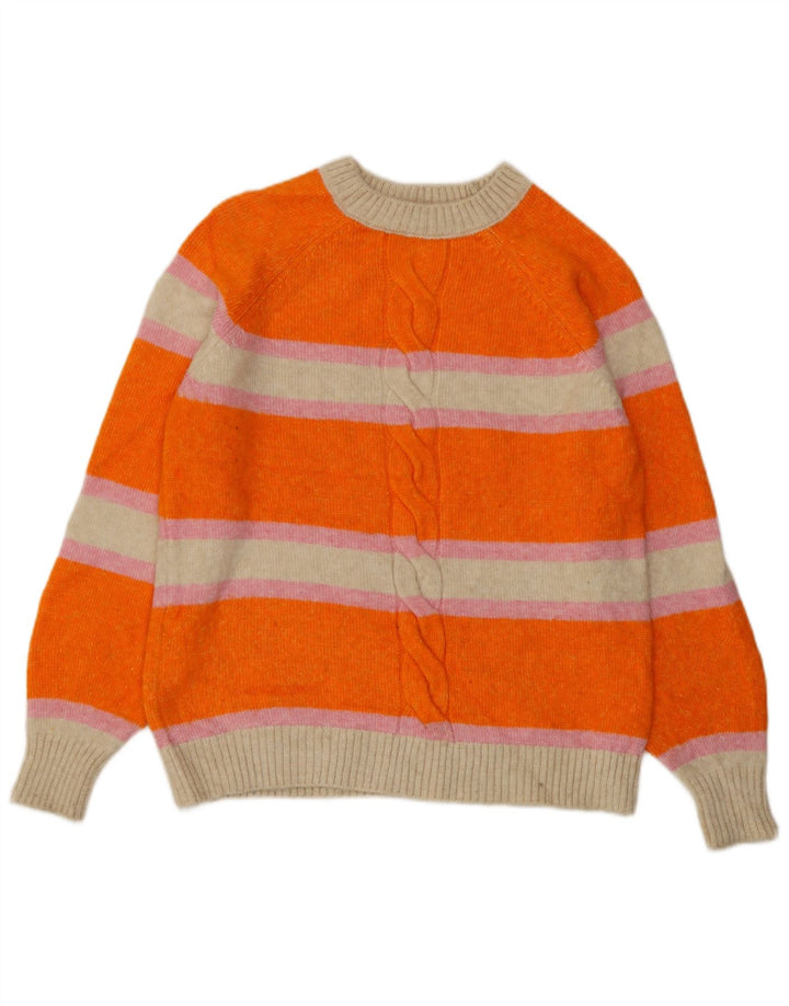 Marks & Spencer Damski sweter z okrągłym dekoltem, UK 10, małe pomarańczowe paski