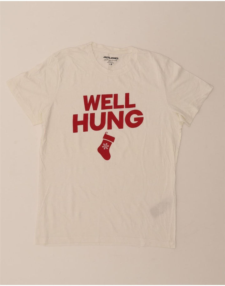 JACK & JONES Mens Graphic T-Shirt Top Small White Cotton Vintage Jack & Jones and Second-Hand Jack & Jones from Messina Hembry 