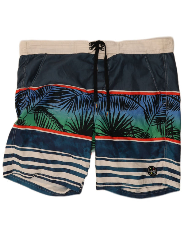 Maui and Sons Mens Graphic Regular Swimming Shorts 2XL Blue Striped Beach