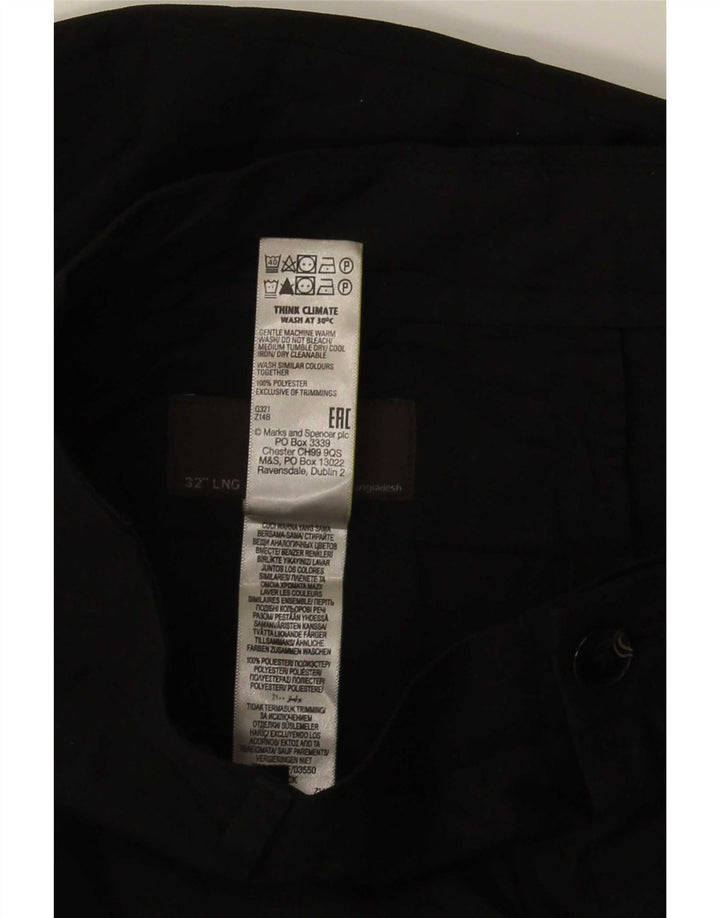 Męskie spodnie typu slim chino Marks & Spencer W32 L33, czarny poliester