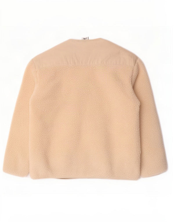 Zara Womens Oversized Fleece Jacket UK 10 Small Beige Polyester