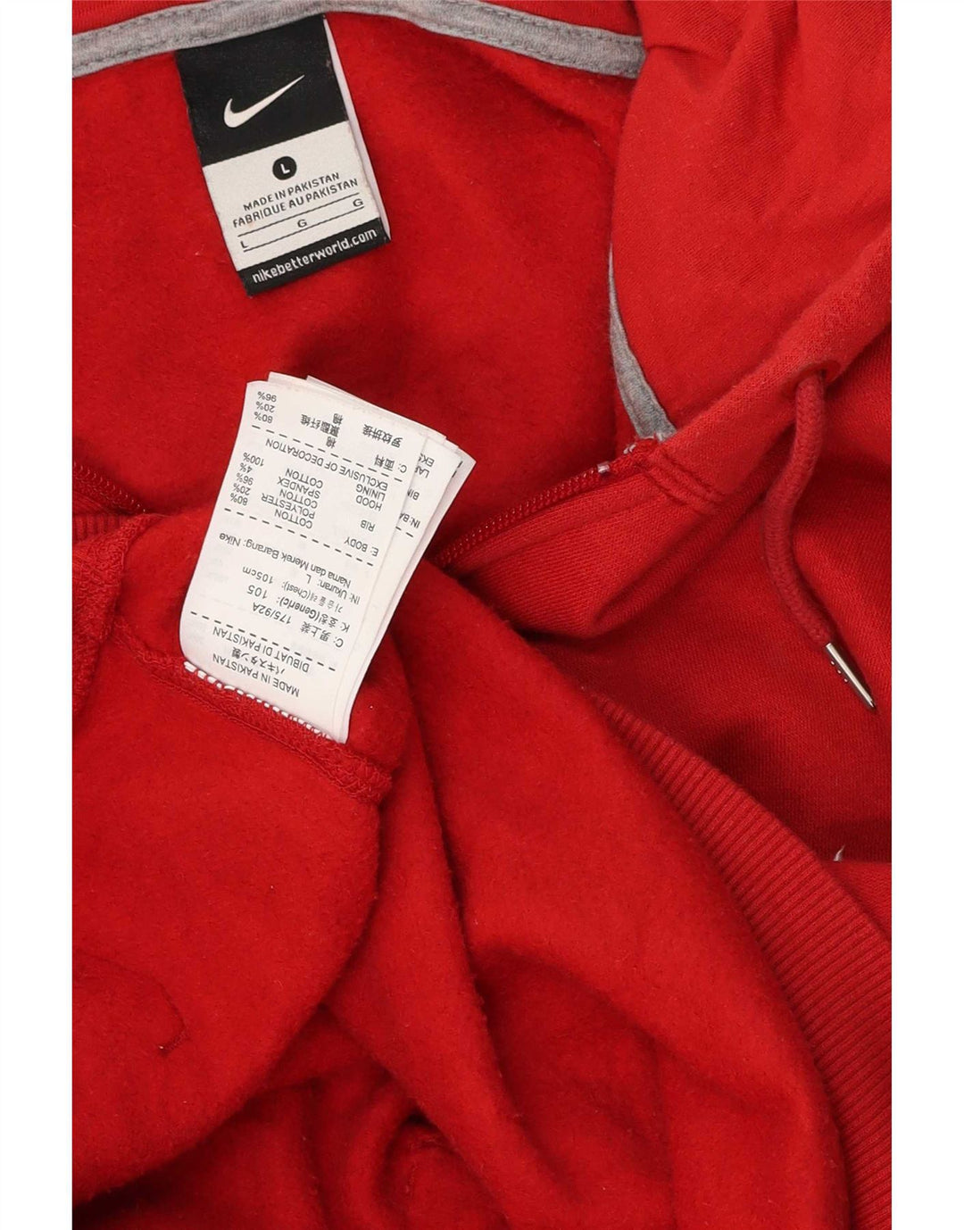 Męski sweter z kapturem i zamkiem błyskawicznym Nike, duży, czerwony, bawełniany