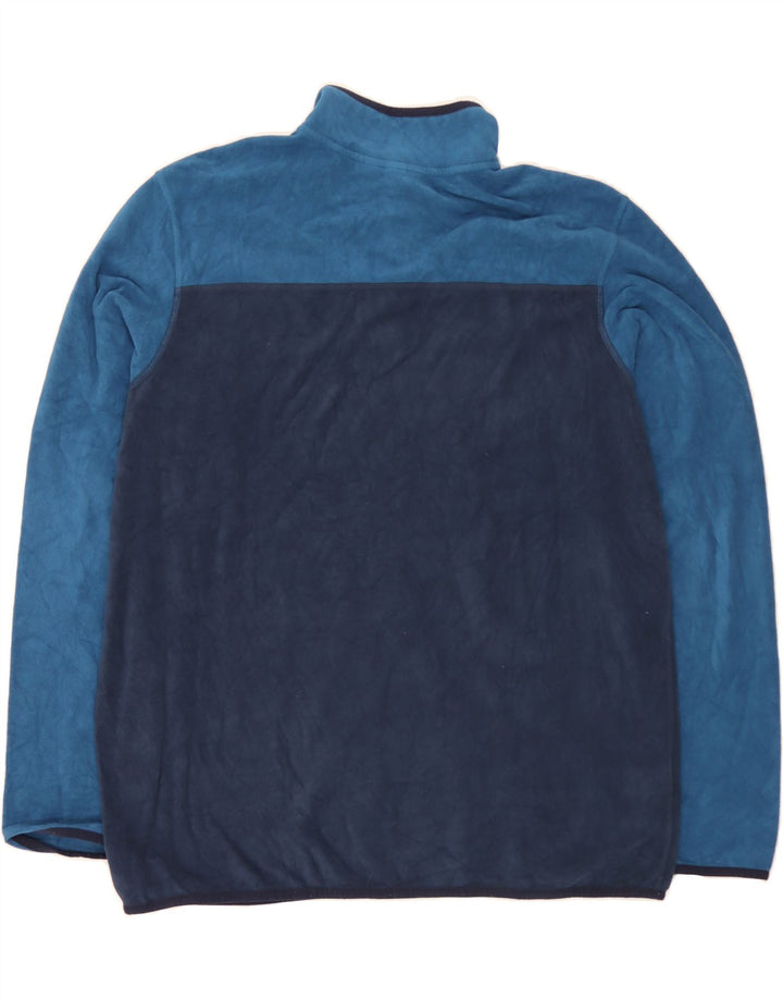 EDDIE BAUER Mens Button Neck Fleece Jumper XL Blue Colourblock Polyester Vintage Eddie Bauer and Second-Hand Eddie Bauer from Messina Hembry 