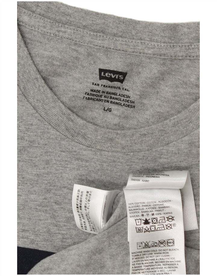 Męski T-shirt z grafiką Levi's, duży, szary, z bawełny w plamki