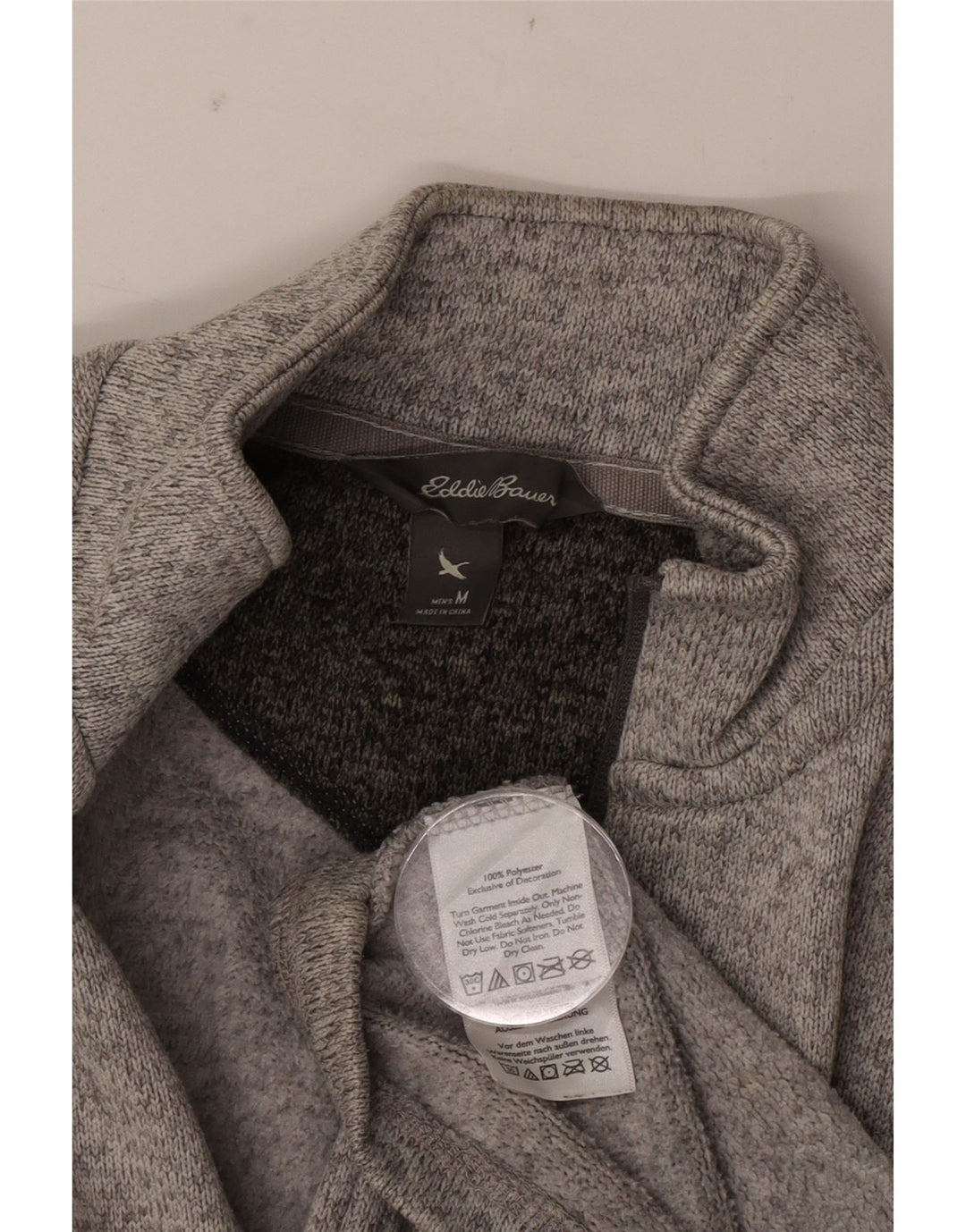 Męski sweter z zamkiem błyskawicznym Eddie Bauer Średni szary, nakrapiany poliester
