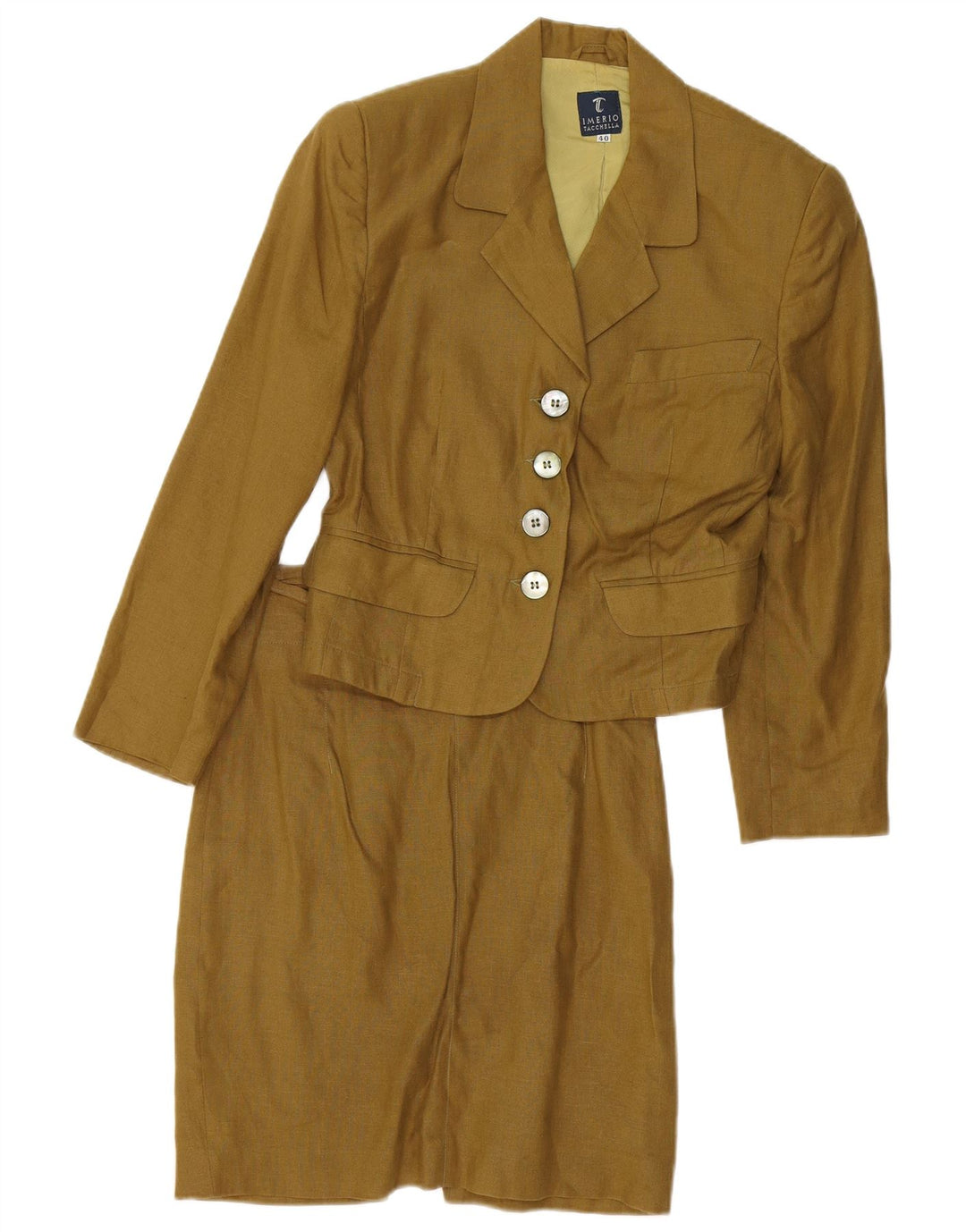 IMERIO TACCHELLA Womens 4 Button 2 Piece Skirt Set IT 40 Small W26  Khaki
