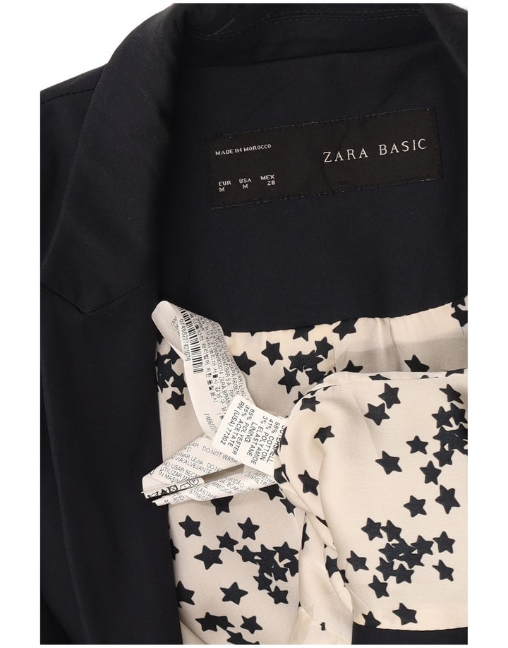 Damska marynarka Zara zapinana na 1 guzik UK 12, średni granatowy, bawełniany