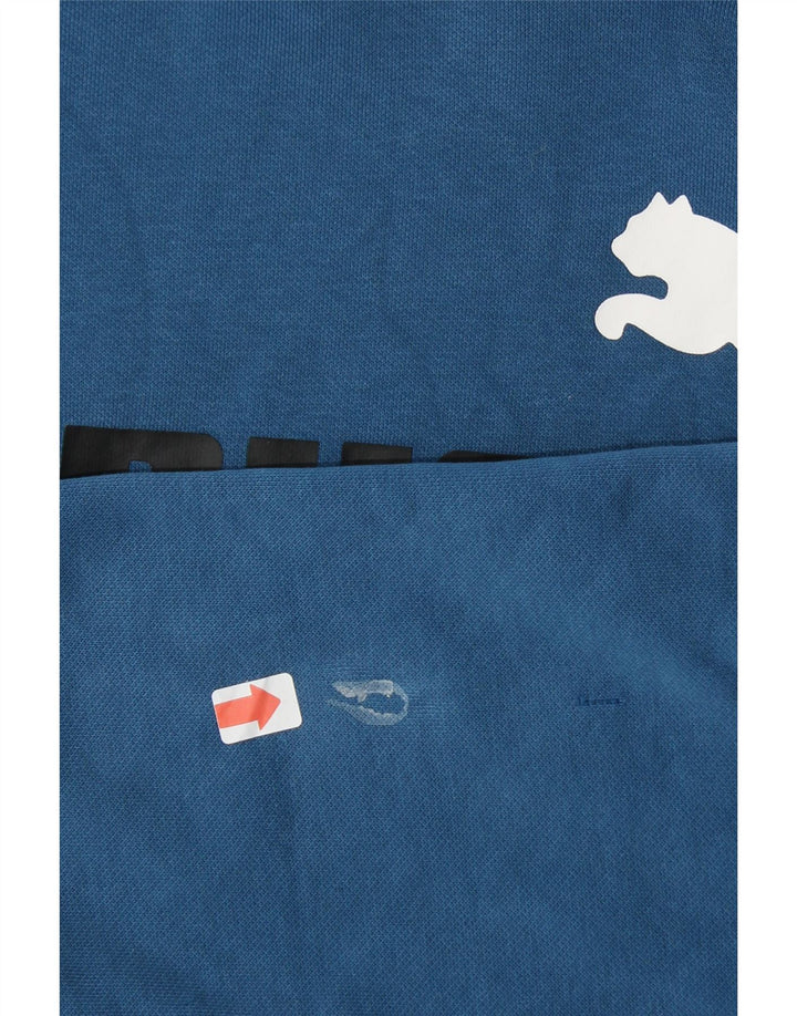 PUMA Mens Graphic Hoodie Jumper Small Blue Vintage Puma and Second-Hand Puma from Messina Hembry 